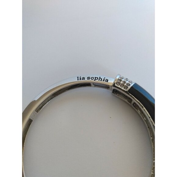 LIA SOPHIA Chromatic Silver & Black Stretch Bracelet size Medium(2 3/8" INSIDE) - Picture 2 of 5